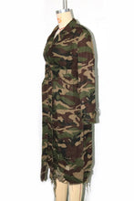 Load image into Gallery viewer, WOMEN FASHION CAMOFLAGE LONG TRENCH COAT: Green / 2XL
