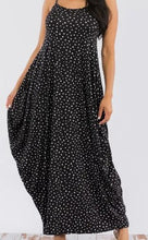 Load image into Gallery viewer, Cami Maxi Dress with Pockets (BLK/POLKA DOT)
