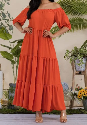 Off Shoulder Tiered Maxi Dress