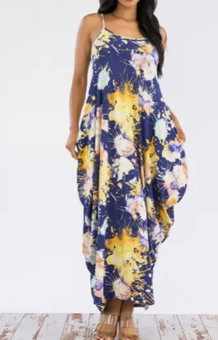 Cami Maxi Dress with Pockets (Splatter-Curvy)