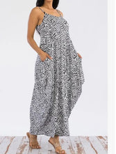 Load image into Gallery viewer, Cami Maxi Dress with Pockets (Blk/White Tribe Print)
