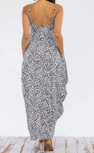 Load image into Gallery viewer, Cami Maxi Dress with Pockets (Blk/White Tribe Print)
