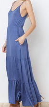 Load image into Gallery viewer, TIERED SLEEVELESS MAXI DRESS WITH POCKETS
