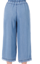 Load image into Gallery viewer, CHAMBRAY PAPERBAG WAIST WIDE LEG CROP PANTS
