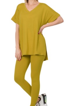 2PC Legging Set Olive Mustard