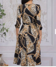 Load image into Gallery viewer, COCKTAIL MIDI DRESS- LEOPARD
