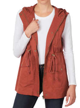 DRAWSTRING WAIST  HOODIE VEST